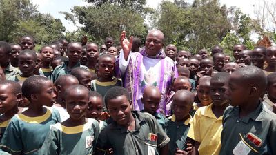 Community members and children